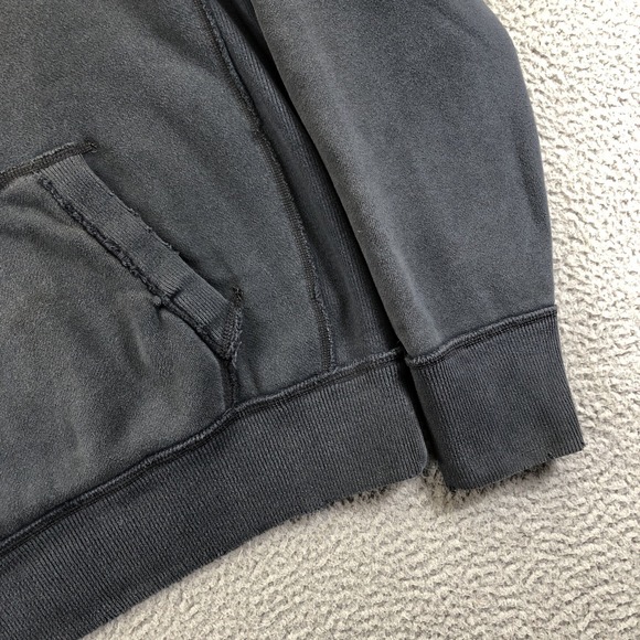 VTG Abercrombie & Fitch Hoodie Mens L Gray Y2K Puff Embroidered Heavy Distressed - Picture 5 of 16
